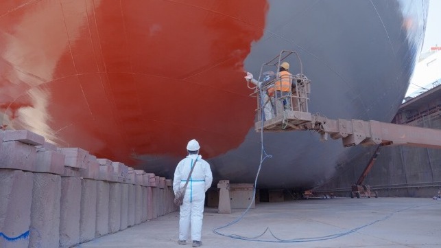 Electrostatic application of a hull coating (PPG)