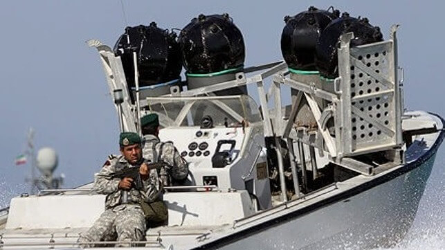 An IRGC minelaying boat before the conflict's start (IRGC)