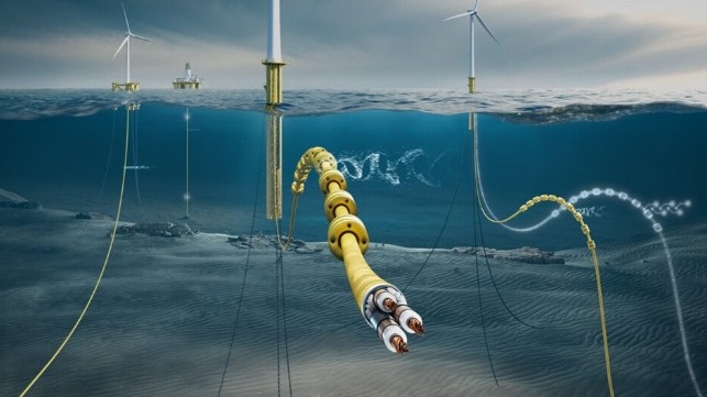 Dynamic cables are expensive, complicated and have to be able to handle the kinetic forces in the ocean. Illustration. Headspin/SINTEF