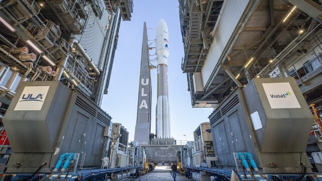 The United Launch Alliance (ULA) prepares for takeoff of the Viasat-3 F2 satellite (Viasat)