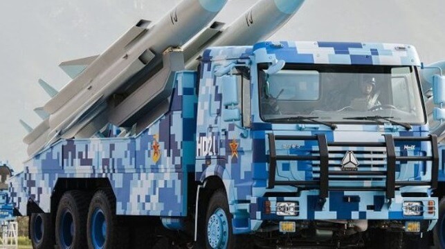 YJ-12 / CM-302 antiship cruise missiles, an item reportedly under discussion for export from China to Iran (PLA)